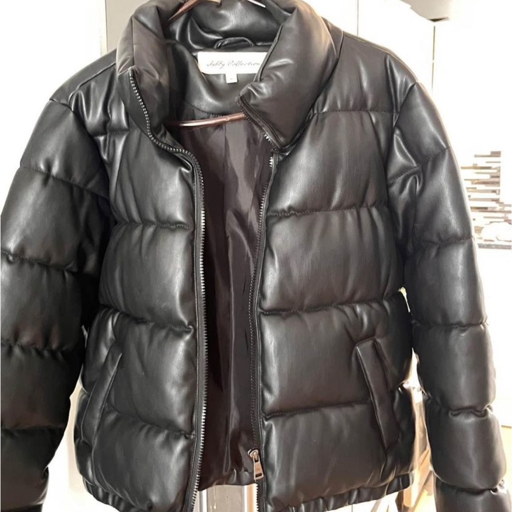 Sabby collection Faux Leather puffer jacket very warm and soft